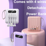 20000mAh Digital Display Power Bank Comes With 4 Wires Large Capacity PoverBank Mobile Phone External Battery For Iphone Xiaomi
