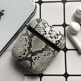 Snake Skin PU Leather Earphone Case For Apple Airpods Bluetooth Headset