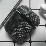 Snake Skin PU Leather Earphone Case For Apple Airpods Bluetooth Headset