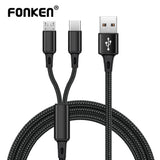 FONKEN 2 in 1 Micro USB Type C Cable For Samsung Xiaomi Fast Charge Cable Android Cell Phone Microusb USB C Cable  For Huawei