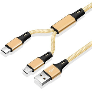 FONKEN 2 in 1 Micro USB Type C Cable For Samsung Xiaomi Fast Charge Cable Android Cell Phone Microusb USB C Cable  For Huawei