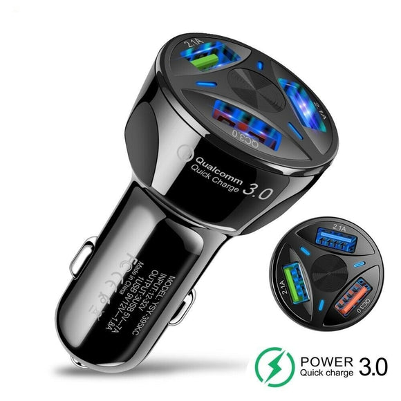 New QC 3.0 Triple USB Universal Car Charger Adapter 3 Port For Cell Phone GPS LED Display Fast Charging for Android