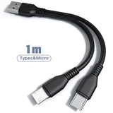 2 In 1 USB To Type C Micro USB  Cable Charging For 2 Usb C Cell Phone Charge Two Device Charging Cord USB Charger Splitter Cable